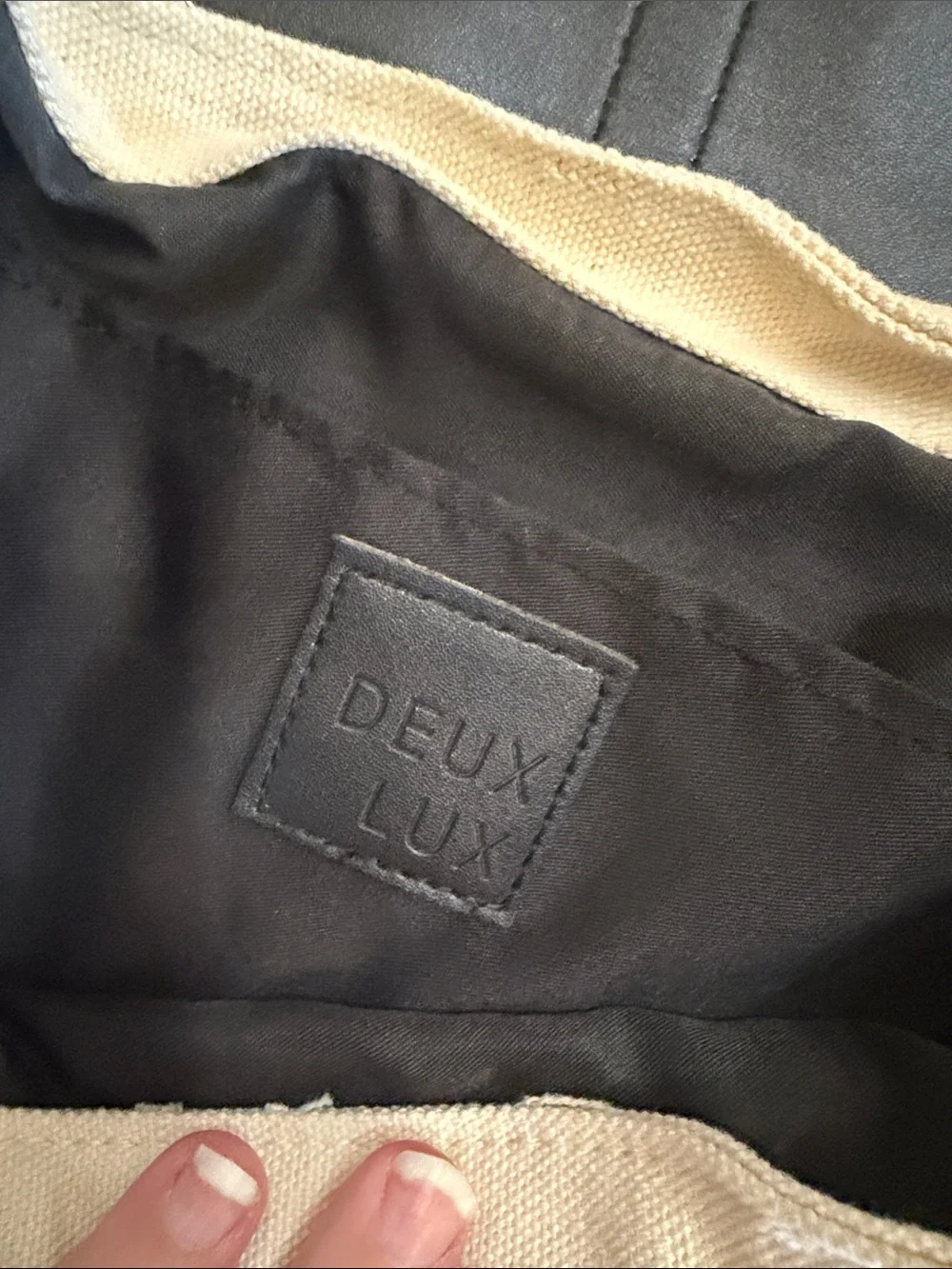 Deux Lux Black and cream backpack purse